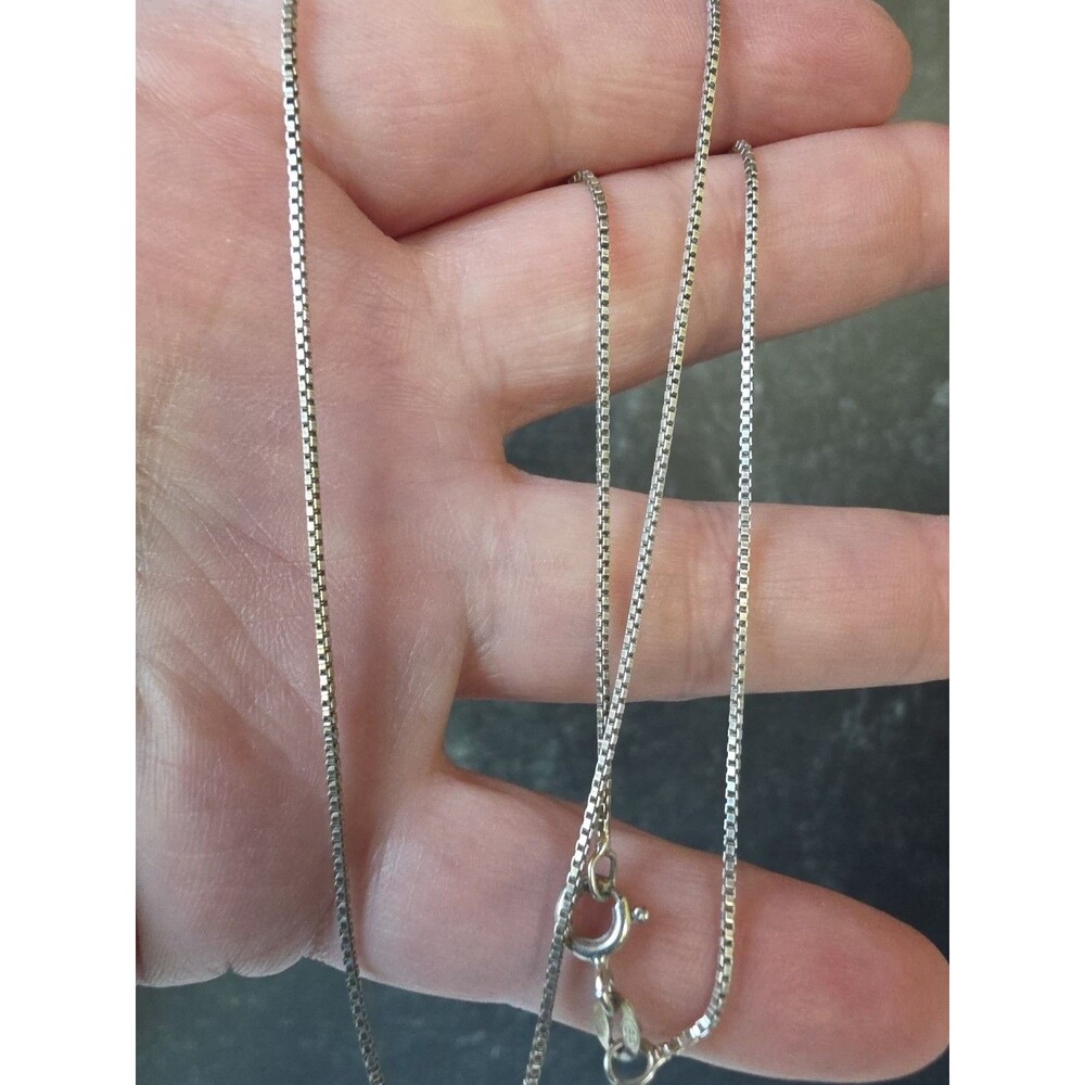 Italian 925 Sterling Silver Box Chain Necklace Vintage